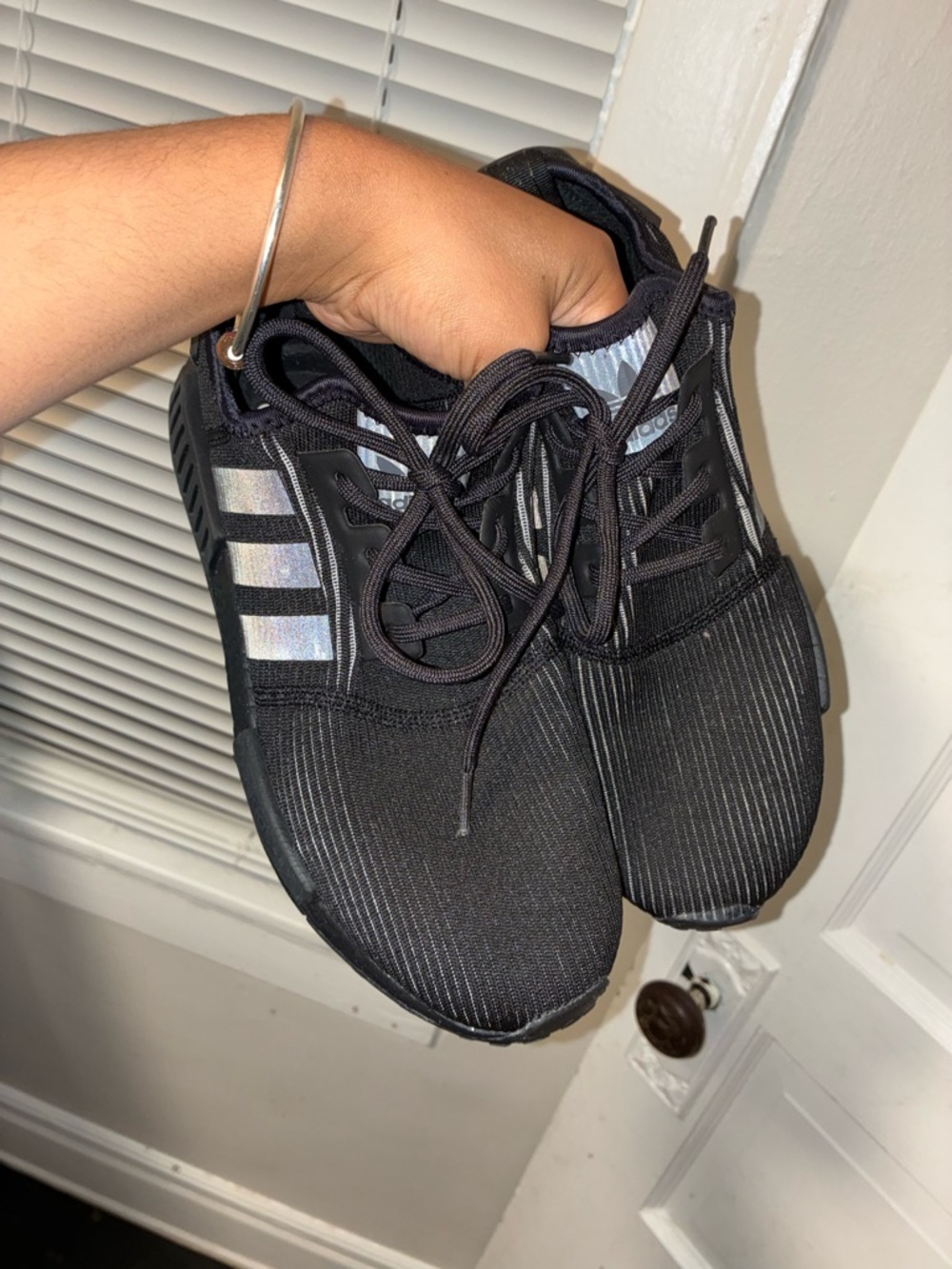 adidas Black Sneakers with Reflective Silver Stripes